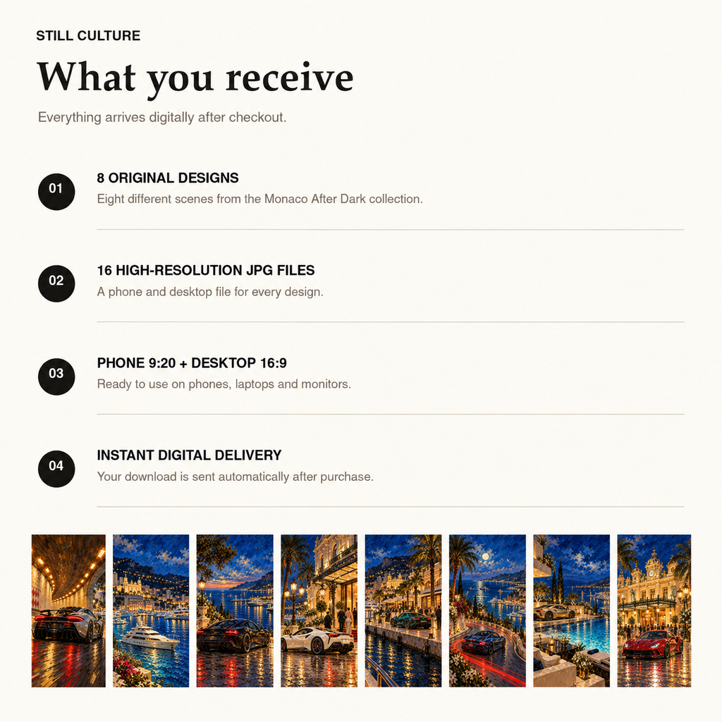 Monaco After Dark Collection - 8 Designs